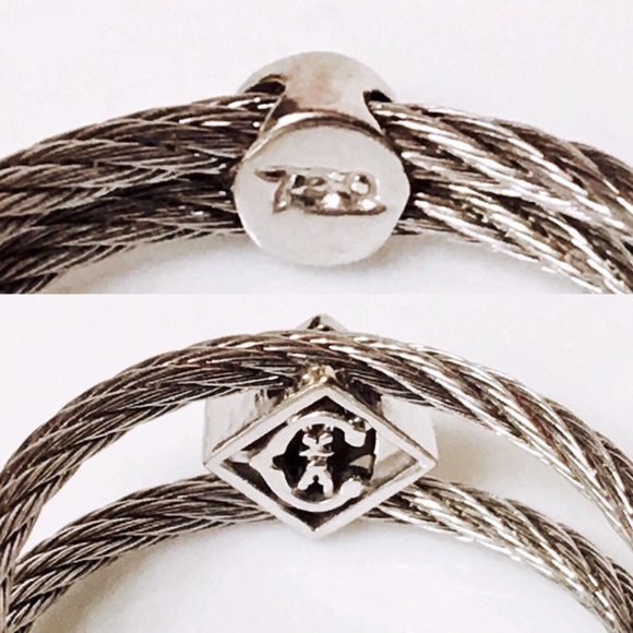 Charriol 18k White Gold Steel Cable Diamond Ring - Picture 5 of 8